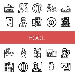 Wall Mural - pool simple icons set