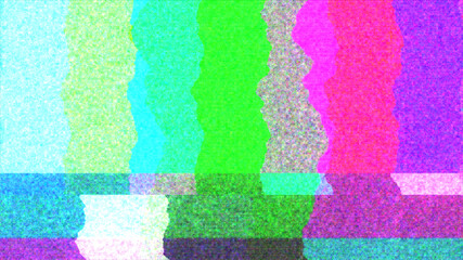 Wall Mural - horizontal distortion of broken video image on black background, vhs effect, glitch digital color pi
