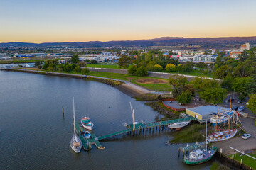 Wall Mural - Aerial view of a port at Tamar river in Launceston, Australia