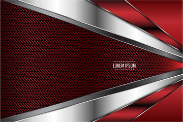 Metal technology background elegant with red and silver glossy 