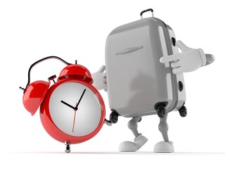 Wall Mural - Suitcase character with alarm clock