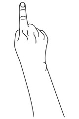 Wall Mural - index finger as number one, hand gesture. concept of finger counting. vector illustration in outline