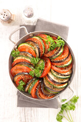 Wall Mural - baked tian with aubergine, courgette and tomato