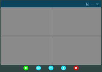 Video call Online meeting Video conference software application screen interface template design layout concept vector illustration.