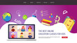 © TatyanaYagudina - Website design for Online Education, Distance learning, Communication, Teaching, Study, School. Teacher and kids studying by internet. Vector illustration for poster, banner, presentation, flyer.