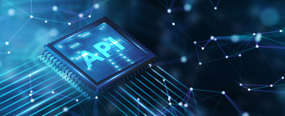 API - Application Programming Interface. Software development tool. Business, modern technology, internet and networking concept.