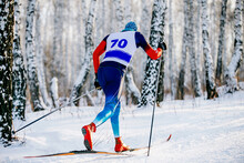 Athlete Skier Classic Style Move In Cross Country Skiing