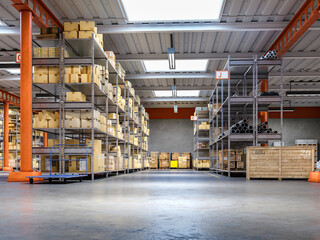 industrial warehouse interior 3d illustration