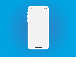 Mobile Phone iPhone White Mockup Template Vector on Blue