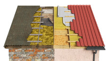 Installing New Roof Instead Of Old Dirty Damaged Roof, Layer By Layer, 3d Illustration