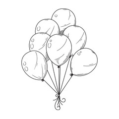 Canvas Print - Different balloons. Inflatable balls on a string. Vector illustration