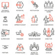 Vector Set of Linear Icons Related to career ladder, Empowerment Leadership Development, Promotion at Work and progress. Mono Line Pictograms and Infographics Design Elements