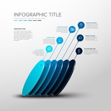 Vector Infographic Round Blue Diagonal Layers Desks Template