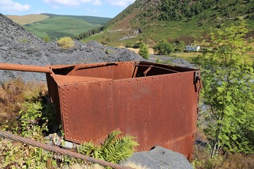 Old equipment from the Hen Gloddfa Slate Mine in the Llefenni Valley at Aberllefenni, Wales, UK