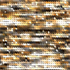 Wall Mural - Seamless golden texture of fabric with sequins