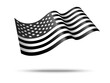 black and white United States waving flag , on white background . vector illustration .