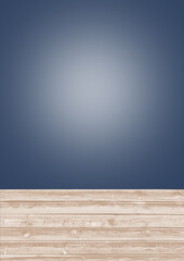 Wall Mural - empty blue background wall with light and old wooden boards retro texture floor mock up design