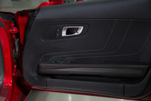Black Leather Car Door Panel Of Luxurious Car