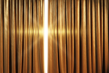Wall Mural - empty theater stage with golden curtains.