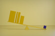 3d render yellow bars. Balance, concept.Bar chart,