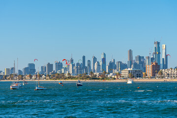 Wall Mural - Skyline of Melbourne viewed from St. Kilda, Australia