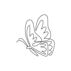 Wall Mural - Single continuous line drawing of luxury butterfly for corporation logo identity. Beauty salon and healthcare company icon concept from animal shape. One line draw graphic design vector illustration