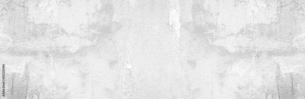 Panoramic grey paint limestone texture background in white light seam home wall paper. Back flat wide concrete stone table floor concept surreal granite quarry stucco surface grunge panorama landscape - obrazy, fototapety, plakaty 