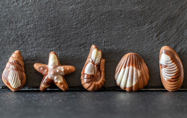 Wall Mural - Seafood-shaped chocolate candies