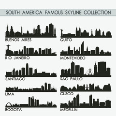 Wall Mural - Most Famous South America Travel Skyline City Silhouette Design Collection