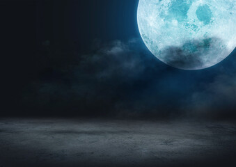 halloween background concept, backgrounds night sky with full moon and clouds. elements of this imag