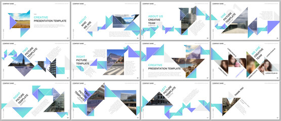 Wall Mural - minimal presentations design, portfolio vector templates with colorful triangle origami paper elemen