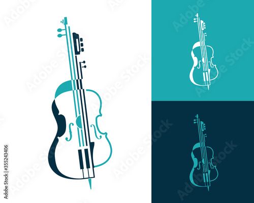 Fotografía Musical abstract composition of violin, guitar and cello made in lines and shapes