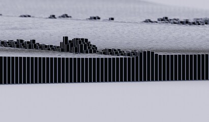 black polygons on grey abstract landscape computer generated illustration