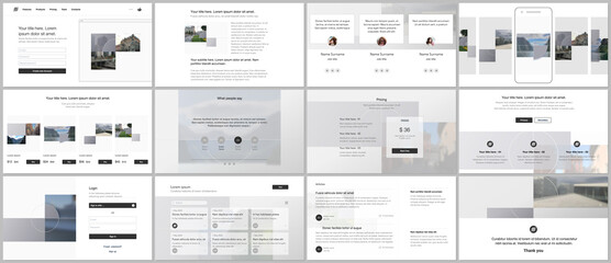 bundle of editable business templates for digital app, web products. vector templates for website de