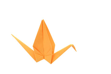 Wall Mural - origami yellow bird paper on white background
