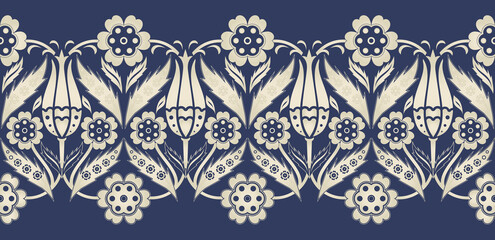 Poster - Vector seamless border in Eastern style. Ornament for wedding invitations, birthday and greeting cards. Floral turkish colorful pattern can be used for ceramic tile, wallpaper, web page background