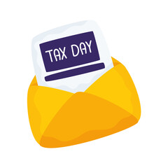 Sticker - Tax day document inside envelope vector design