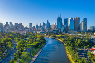 Wall Mural - Skyline of Melbourne from Yarra river, Australia