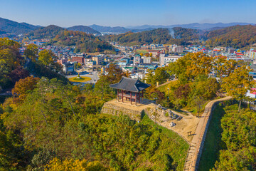 Wall Mural - Aerial view of gongsanseong fortress in Gongju, Republic of Korea