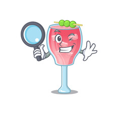 Sticker - cartoon picture of cosmopolitan cocktail Detective using tools