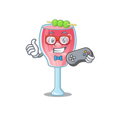 Sticker - Mascot design style of cosmopolitan cocktail gamer playing with controller