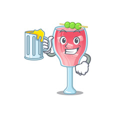 Sticker - A cartoon concept of cosmopolitan cocktail with a glass of beer