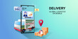 Delivery Global Logistics On Mobile By Truck