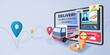 Delivery Global Logistics On Mobile By Truck