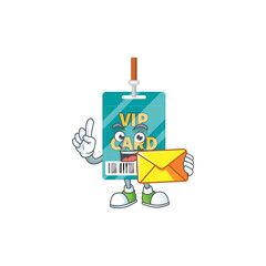 Sticker - A cartoon picture of VIP pass card bring brown envelope