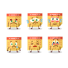 Sticker - Calendar cartoon in character with sad expression