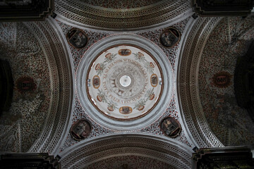 Art carving work in Quito dome ceiling church