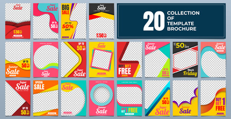 Wall Mural - 20 set flyer brochure for promotion sale design, cover business advertising abstract background vect