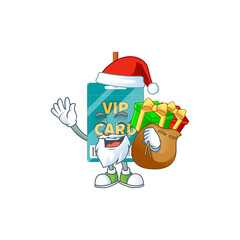 Wall Mural - Santa VIP pass card Cartoon drawing design with sacks of gifts