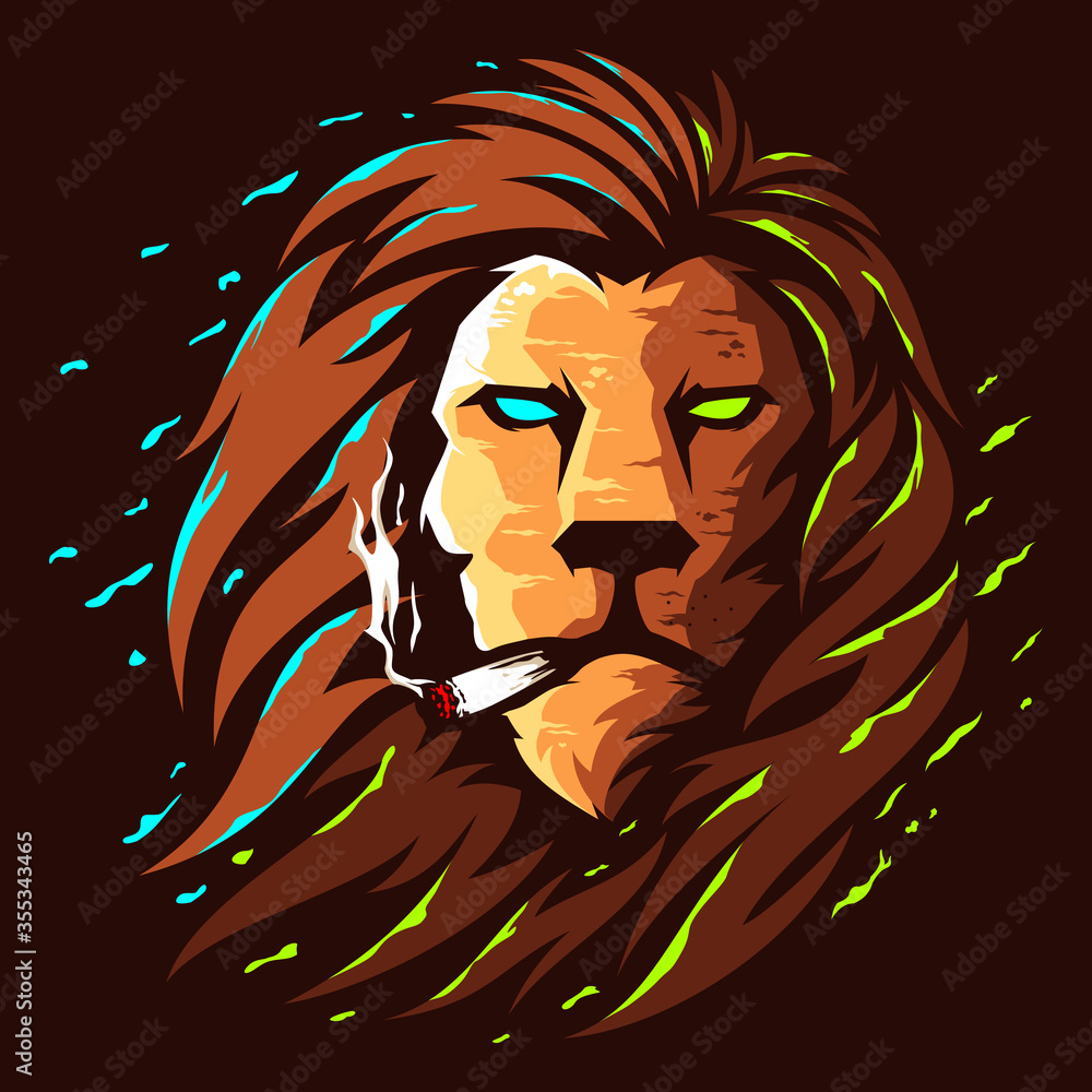 Lion head illustration vector colour logo design Stock Vector | Adobe Stock